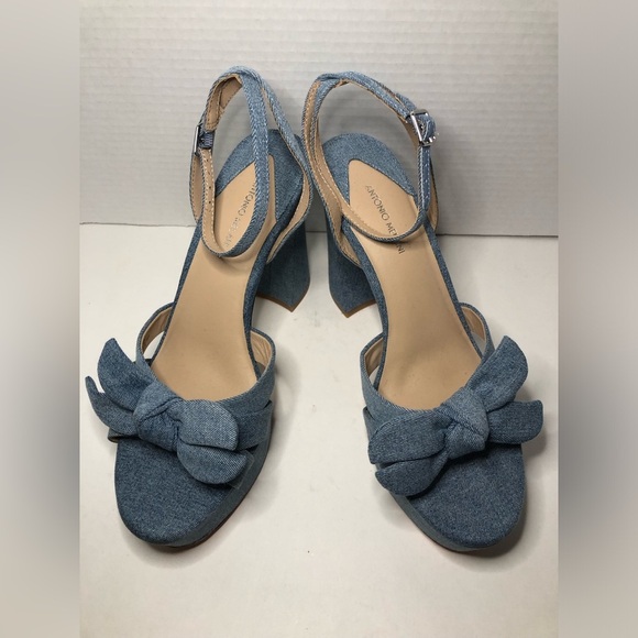 ANTONIO MELANI Denim Blue Platform Sandals NWOT size 9.5 - Picture 5 of 13